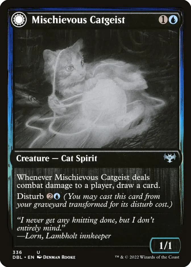 Card image of Mischievous Catgeist / Catlike Curiosity
