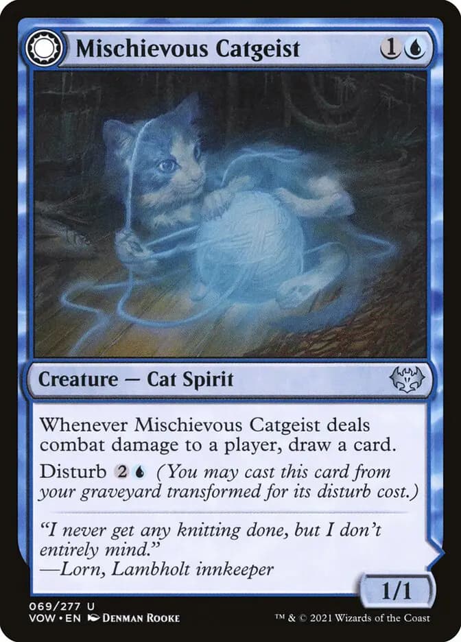 Card image of Mischievous Catgeist / Catlike Curiosity