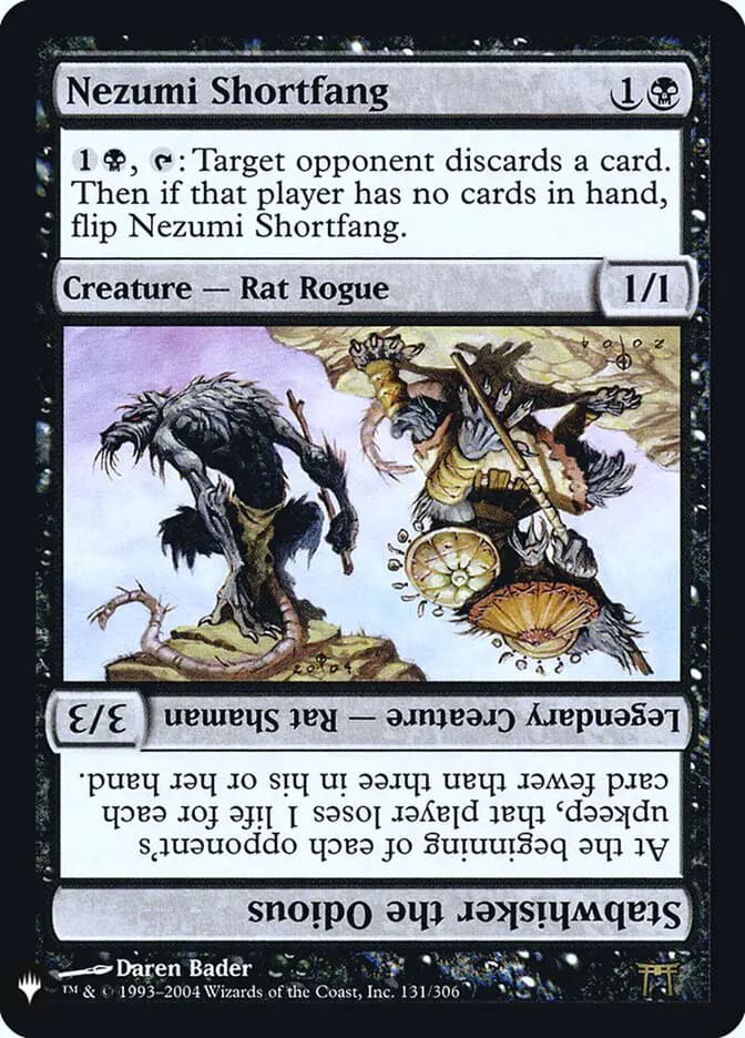 Card image of Nezumi Shortfang / Stabwhisker the Odious