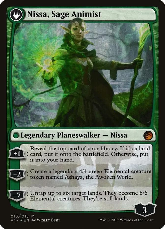 Card image of Nissa, Vastwood Seer / Nissa, Sage Animist