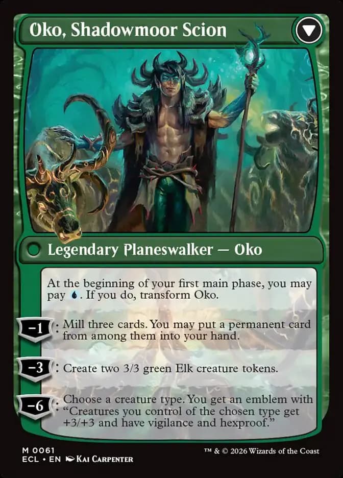 Card image of Oko, Lorwyn Liege / Oko, Shadowmoor Scion