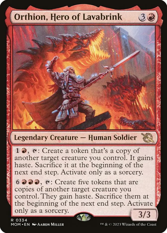 Card image of Orthion, Hero of Lavabrink