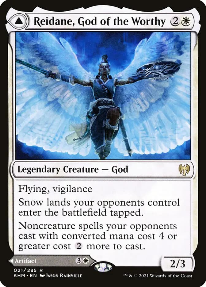 Card image of Reidane, God of the Worthy / Valkmira, Protector's Shield