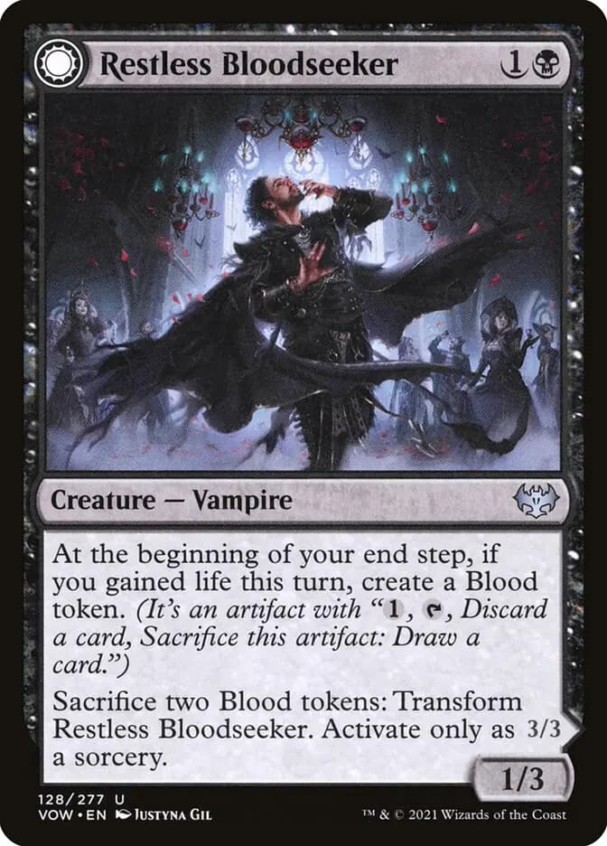 Card image of Restless Bloodseeker / Bloodsoaked Reveler