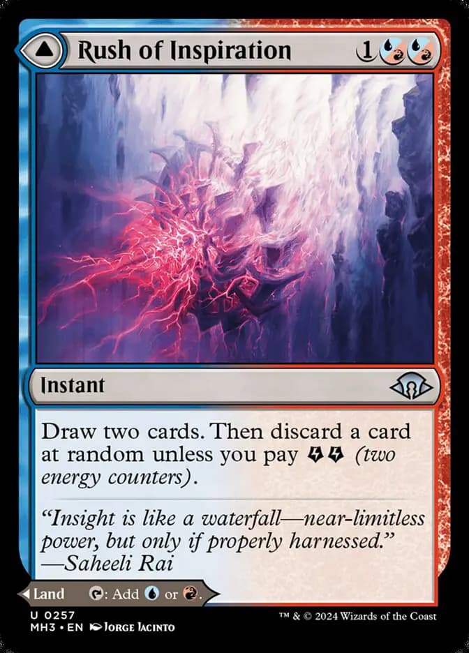Card image of Rush of Inspiration / Crackling Falls
