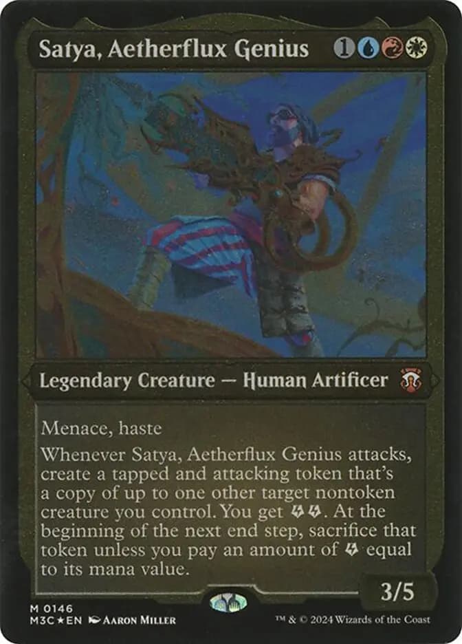 Card image of Satya, Aetherflux Genius