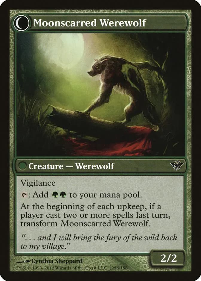 Card image of Scorned Villager / Moonscarred Werewolf