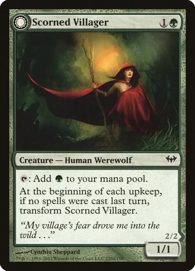 Card image of Scorned Villager / Moonscarred Werewolf