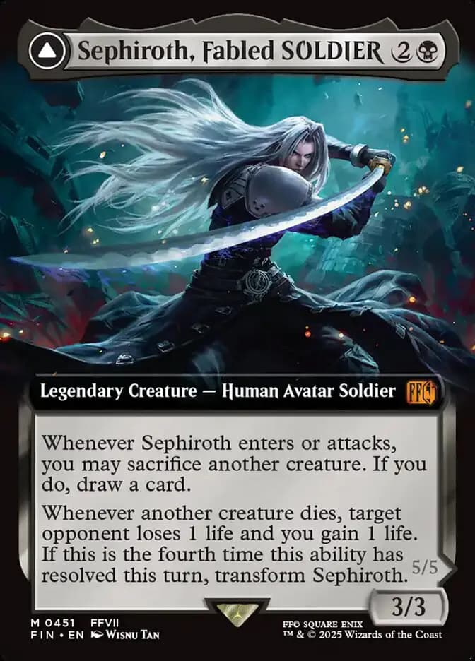 Card image of Sephiroth, Fabled SOLDIER / Sephiroth, One-Winged Angel
