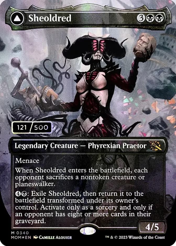 Card image of Sheoldred / The True Scriptures