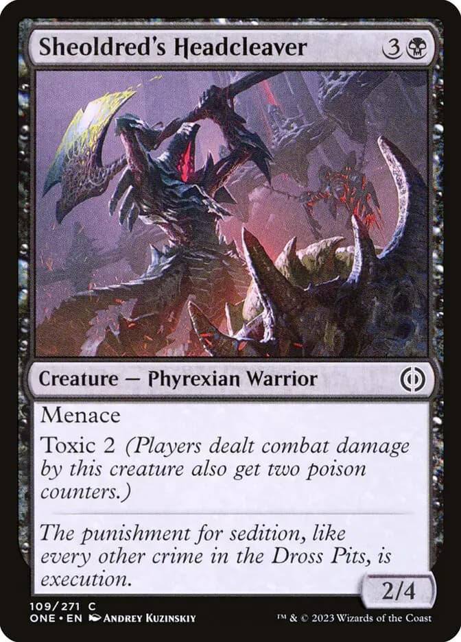 Card image of Sheoldred's Headcleaver