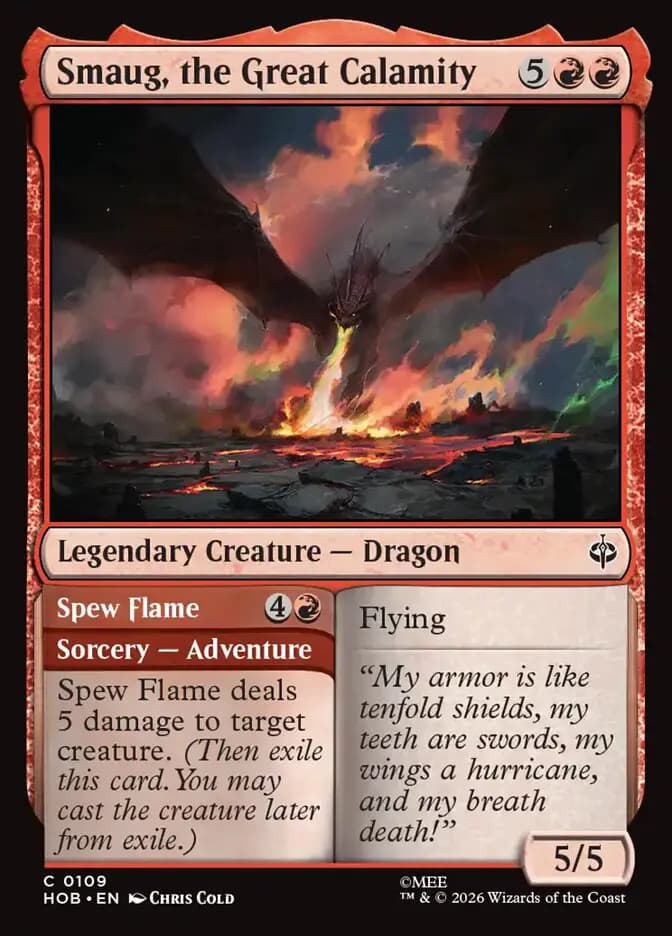 Card image of Smaug, the Great Calamity / Spew Flame
