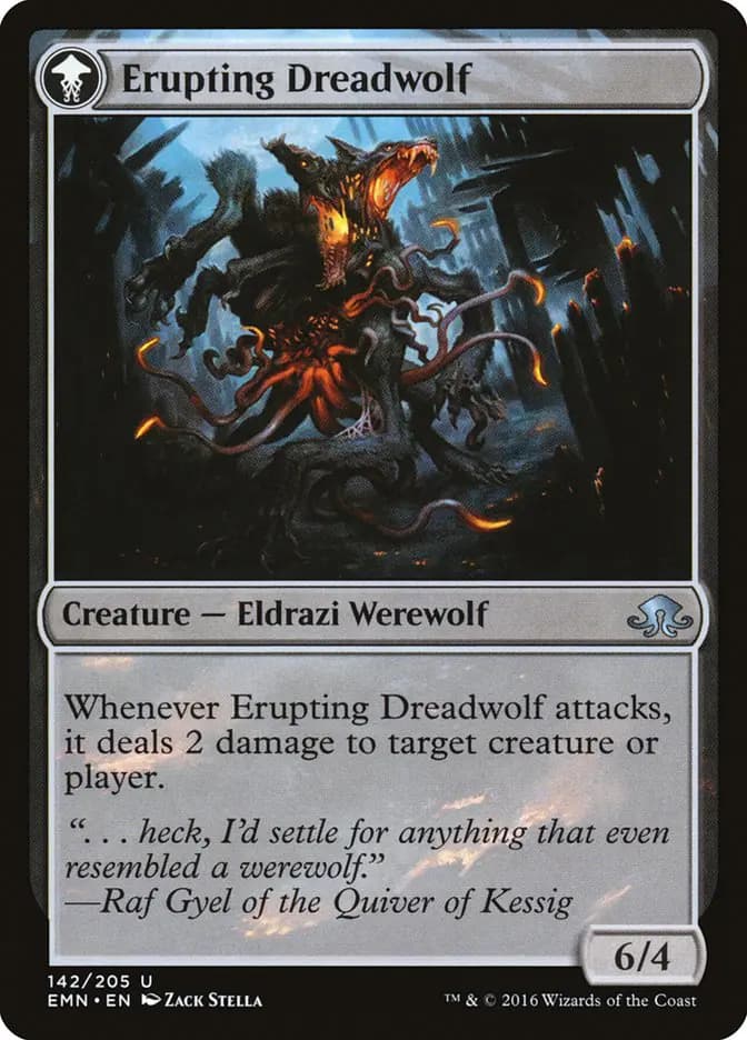 Card image of Smoldering Werewolf / Erupting Dreadwolf