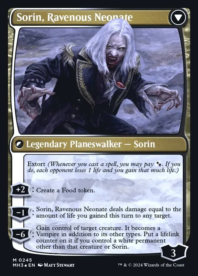 Card image of Sorin of House Markov / Sorin, Ravenous Neonate