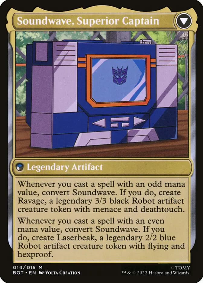 Card image of Soundwave, Sonic Spy / Soundwave, Superior Captain