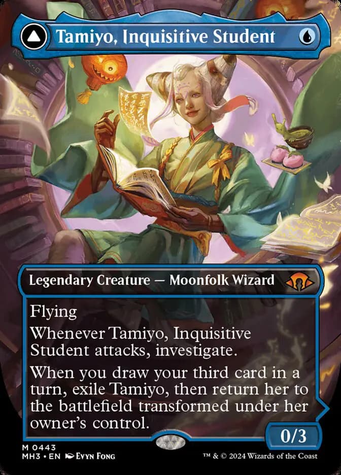 Card image of Tamiyo, Inquisitive Student / Tamiyo, Seasoned Scholar