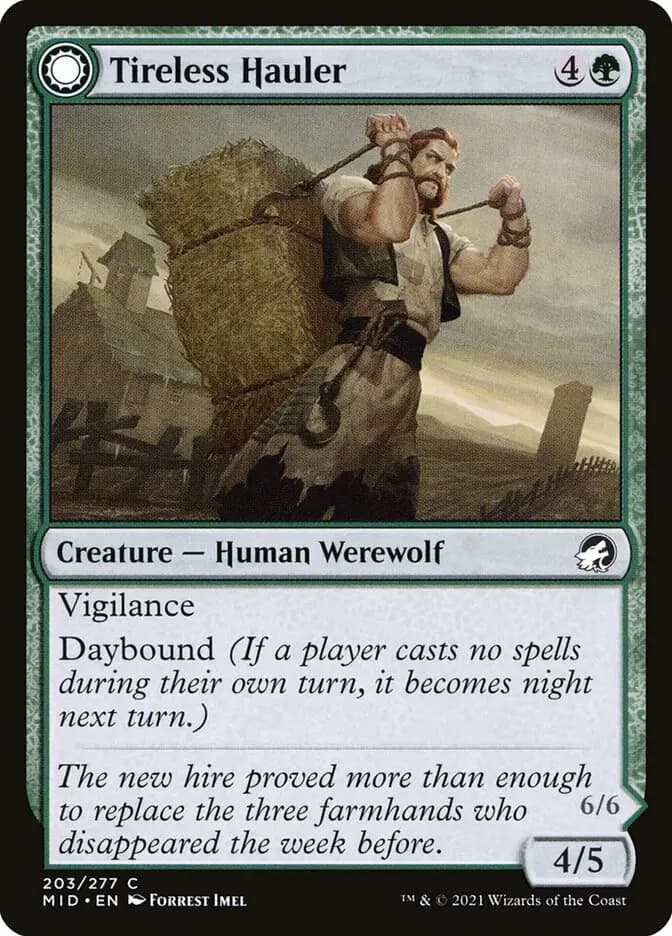 Card image of Tireless Hauler / Dire-Strain Brawler