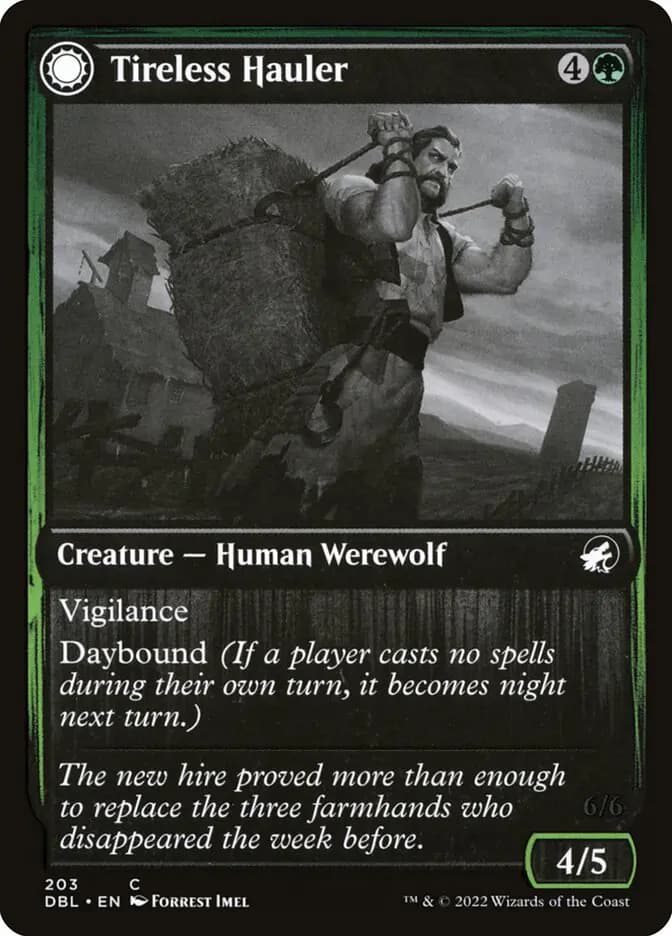 Card image of Tireless Hauler / Dire-Strain Brawler