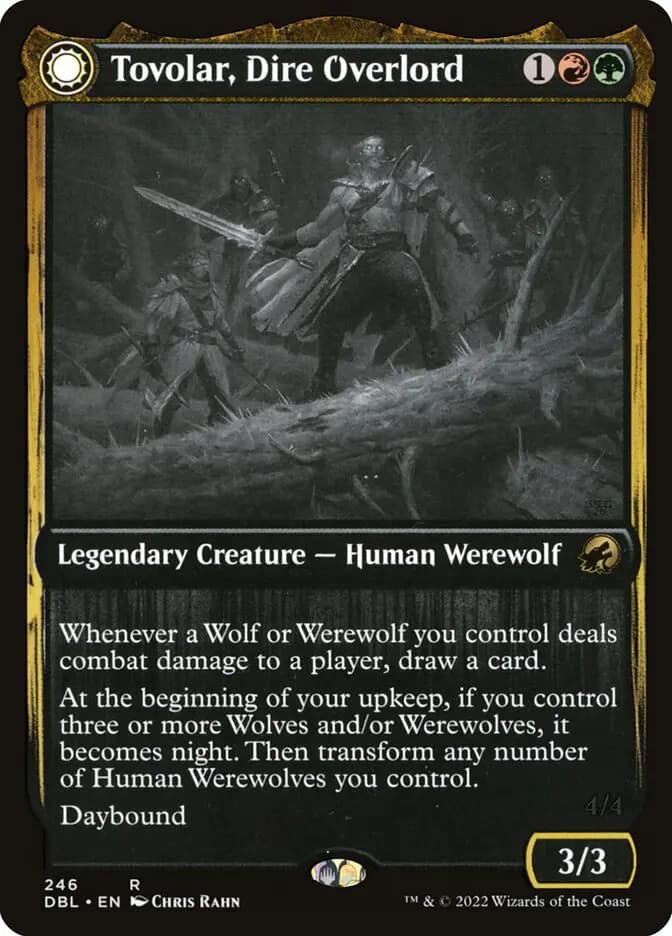 Card image of Tovolar, Dire Overlord / Tovolar, the Midnight Scourge