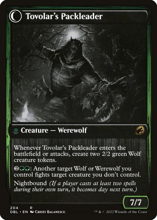 Card image of Tovolar's Huntmaster / Tovolar's Packleader