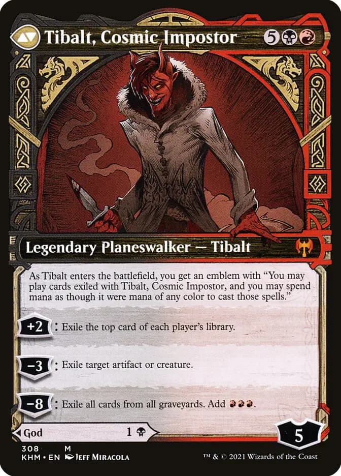 Card image of Valki, God of Lies / Tibalt, Cosmic Impostor