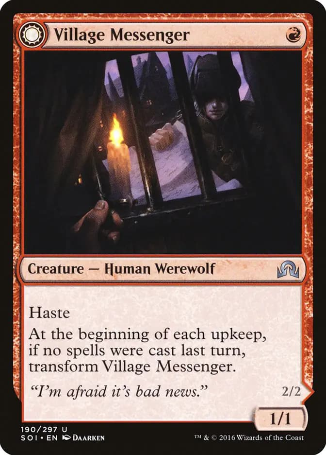 Card image of Village Messenger / Moonrise Intruder