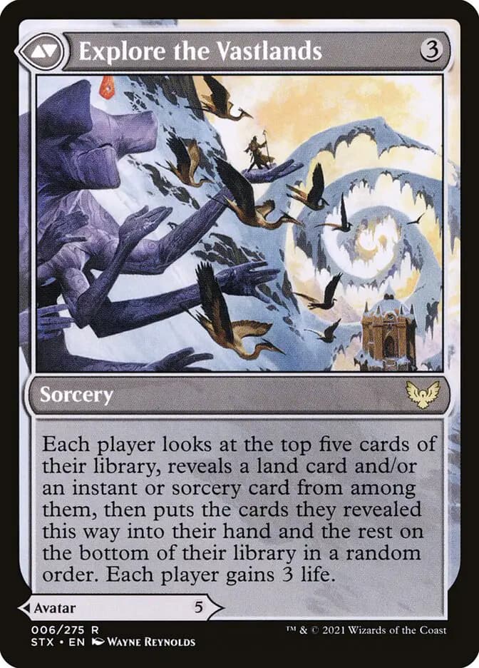 Card image of Wandering Archaic / Explore the Vastlands