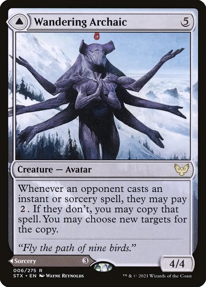 Card image of Wandering Archaic / Explore the Vastlands