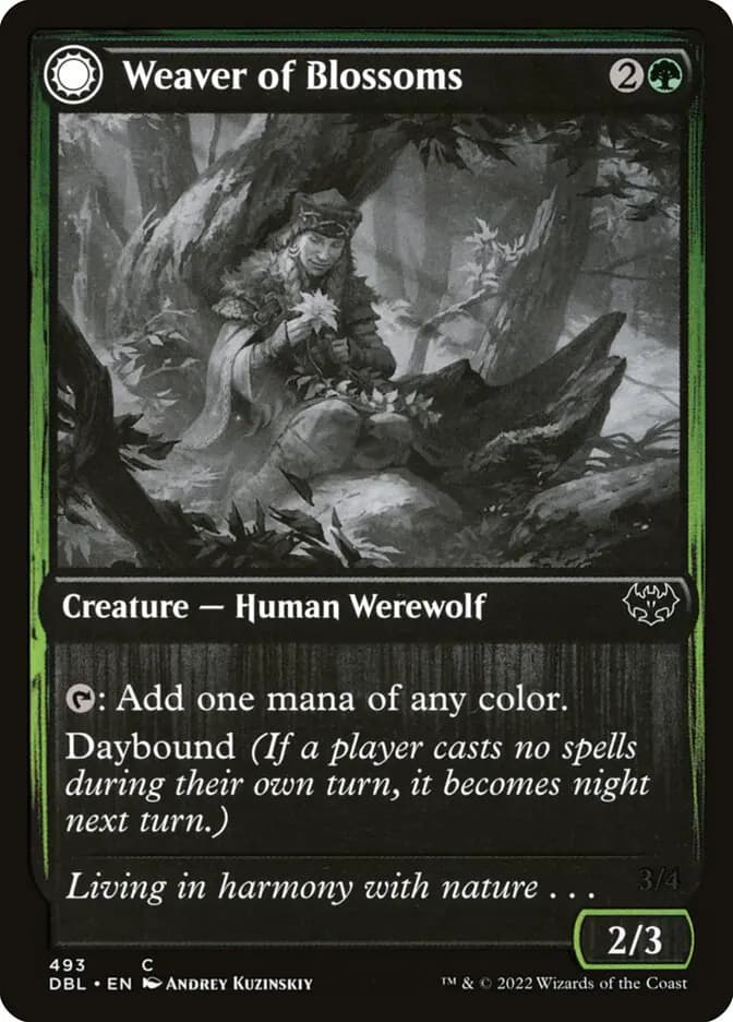 Card image of Weaver of Blossoms / Blossom-Clad Werewolf